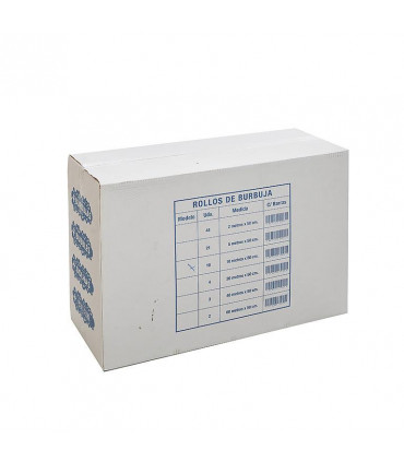 Rollo de plástico de burbujas transparente. 0,50x10 metros. Caja de 10 rollos.