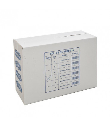Rollo de plástico de burbujas transparente. 0,50x20 metros. Caja de 4 rollos.