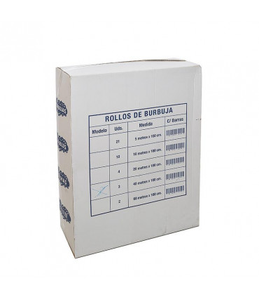 Rollo de plástico de burbujas transparente. 1x40 metros. Caja de 3 rollos.