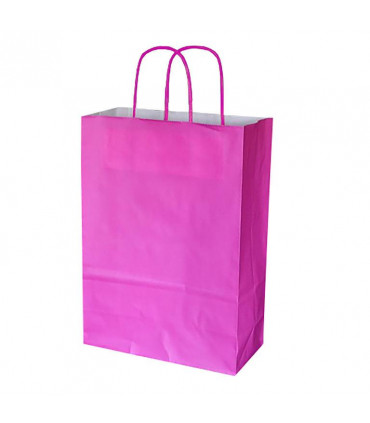 Bolsas de papel con Asa Rizada 24x11x31 Fucsia- Caja 250 uds