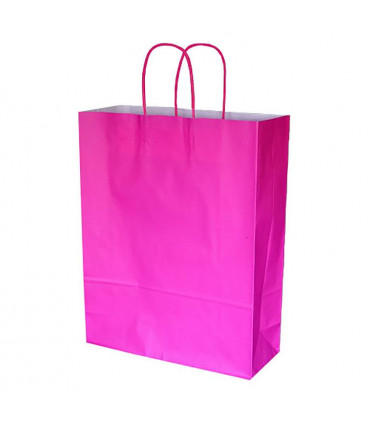 Bolsas de papel con Asa Rizada 32x12x40 Fucsia - Caja 250 uds