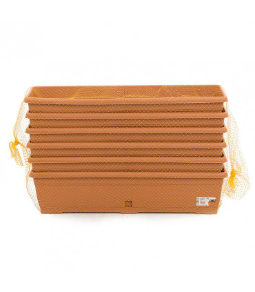 Jardineras balcón+ platos 72x19,5x17,5 cm. Terracota. 6 uds.