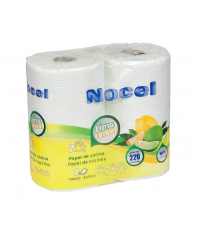 Rollo de papel  de cocina "Nocel". Lima limón. Fardo de 12 paquetes de 2 rollos.