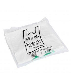 Camiseta 80x85 Blanca Block 50 micras 70% reciclado "Impresion Generica" - Paq 50 uds