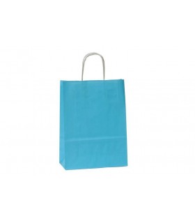 Bolsas de papel con asa retorcida de 22x10x31 cm. Azules. Caja de 200 uds.