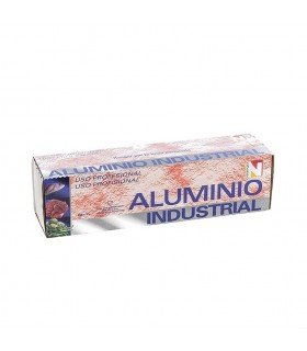 Rollo de papel de aluminio industrial con sierra. 1 rollo de 2 kg.