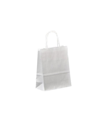 Bolsa de papel Asa Rizada 18x8x24 Blanca - Caja 400 uds