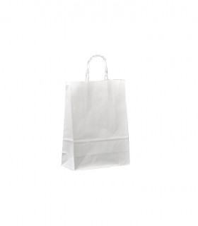 Bolsas de papel con asa retorcida de 24x10x31 cm. Blancas