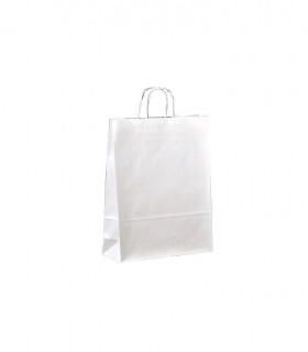 Bolsas de papel con asa retorcida de 32x12x41 cm. Blancas
