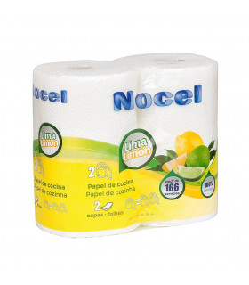 Rollo de papel  de cocina "Nocel" Lima limón. Fardo de 12 paquetes de 2 rollos.