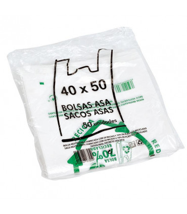 Bolsa asa camiseta resistentes 40x50 cm 70% reciclado- Pack 50 uds