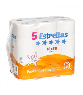 Higienico "5 Estrellas 1836"x18 2 Capas Blanco - Paquete X 18 rollos
