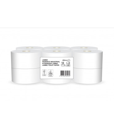 Papel Higiénico Industrial Jumbo -Fardo de 12 rollos