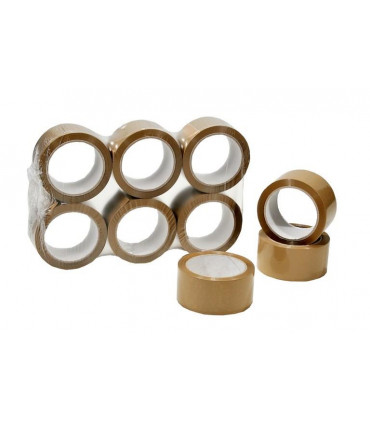 Cinta adhesiva para embalar marrón - 6 paquetes de 6 rollos