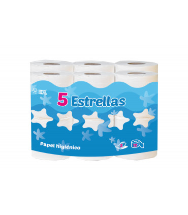 Papel Higienico 2 capas "5 Estrellas". Fardo de 9 paquetes