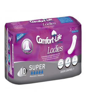 Compresa Incontinencia Super "Comfort-Life Ladies" 10 und. - Caja 12 paquetes