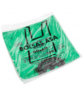 Bolsas asa camiseta resistentes 50x60 cm 70% reciclado Verde  Pack 1 Kg