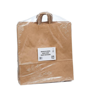 Bolsas de papel con Asa Rizada 44x15x46 cm Kraft  - Paquete 20 uds