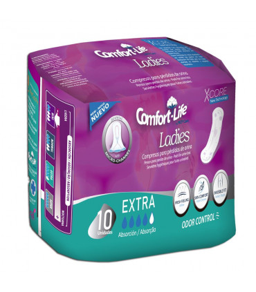 Compresa Incontinencia Extra "Comfort-Life Ladies" 10 uds - Caja 12 paquetes