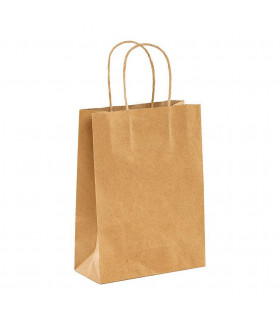 Bolsas de papel con Asa Rizada 18x8x24 cm -Kraft Caja 400 uds