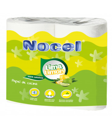 Papel de cocina "Nocel" Lima limón 2 rollos. Fardo de 12 paquetes