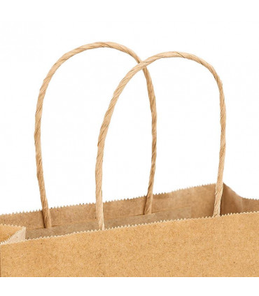 Bolsas de papel con Asa Rizada 18x8x24 cm -Kraft Caja 400 uds