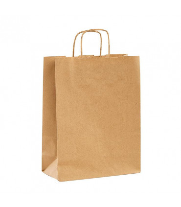 Bolsas de papel con Asa Rizada de 24x11x32 cm-Kraft-Caja 300 uds