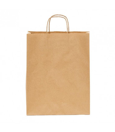 Bolsas de papel con Asa Rizada 32x12x41 cm Kraft. Caja  250 uds