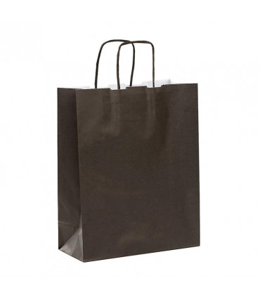 Bolsas de papel con Asa Rizada 24x11x32 Negro- Caja 300 uds