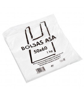 Bolsas asa camiseta resistentes 50x60 cm 70% reciclado Blanca Block - Pack 1 kg