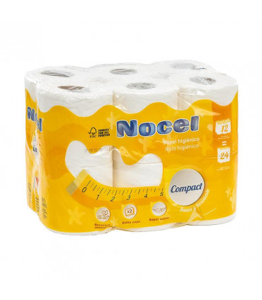 Papel Higiénico 2 capas Nocel Compact 12 rollos 24 mts - Fardo 9 paquetes