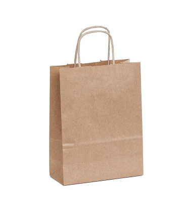 Bolsas de papel con Asa Rizada 18x8x24 cm Kraft - Paquete 20 uds.