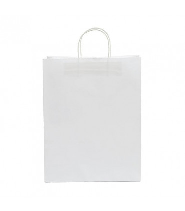 Bolsas de papel con Asa Rizada 32x12x41 Blanco - Caja 250 uds