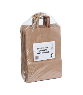 Bolsas de papel con Asa Rizada 24x11x32 Kraft- Paquete 20 uds.