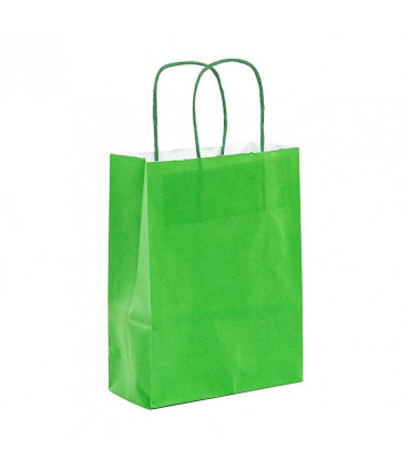 Bolsas de papel con Asa Rizada 18x8x24 Verde-Caja 400 uds