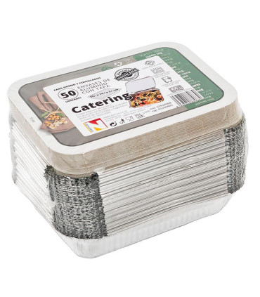 Bandejas aluminio con tapa NOBAL (195x144x33mm)-Pack 50 uds.