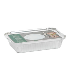 Bandejas aluminio con tapa NOBAL (195x144x33mm)-Pack 50 uds.