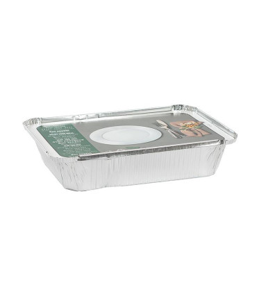 Bandejas aluminio con tapa NOBAL (320x257x70mm)-Pack 25 uds.