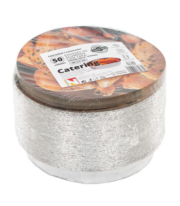 Bandejas aluminio con tapa para  pollo Nobal redonda 1 litro-Pack 50 uds.