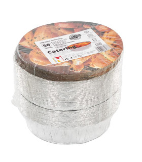 Bandejas aluminio con tapa para  pollo Nobal redonda 1,45 litros-Pack 50 uds.