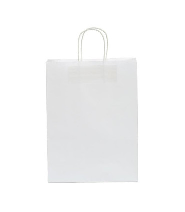 Bolsas de papel con Asa Rizada 24x11x32 Blanca -Caja 300 uds