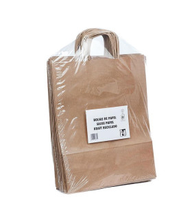 Bolsas de papel con Asa Rizada 32x12x41-Kraft - Paquete 20 uds.