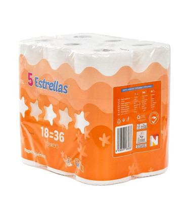 Papel Higiénico 2 capas "5 Estrellas"  Paquete 18 rollos dobles