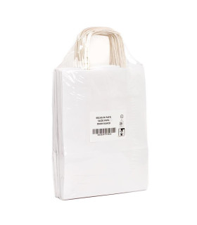 Bolsas de papel con Asa Rizada 24x11x32 blanca- Paquete 20 uds.