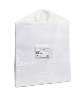 Bolsas de papel con Asa Rizada 44x15x46 blanca- Paquete 20 uds