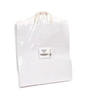 Bolsas de papel con Asa Rizada 44x15x46 blanca- Paquete 20 uds