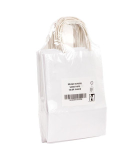 Bolsas de papel con Asa Rizada 18x8x24 blanca- Paquete 20 uds.