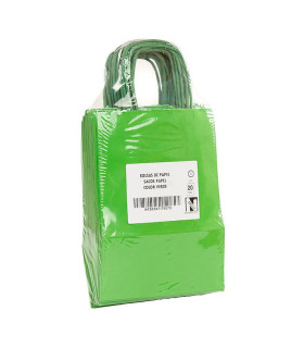 Bolsas de papel con Asa Rizada 18x8x24 Verde- Paquete 20 uds.