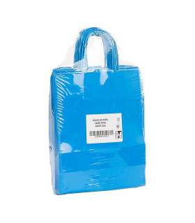 Bolsas de papel con asa rizada 24x11x32 Azul- Paquete 20 uds