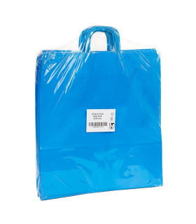Bolsas de papel con asa rizada 44x15x46 Azul- Paquete 20 uds.